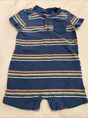 “Bundle 10/$13” Carter's 9m Navy Blue Striped Baby boy Henley Romper
